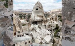 Kapadokya’da bir peribacası çöktü