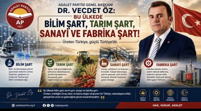 Adalet Partisi Genel Başkanı Dr. Vecdet Öz: “Bu Ülkede Bilim Şart, Tarım Şart, Sanayi ve Fabrika Şart”