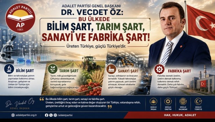 Adalet Partisi Genel Başkanı Dr. Vecdet Öz: “Bu Ülkede Bilim Şart, Tarım Şart, Sanayi ve Fabrika Şart”