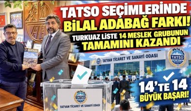 TATSO Seçimlerinde Bilal Adabağ Farkı! Turkuaz Liste 14 Meslek Grubunun Tamamını Kazandı